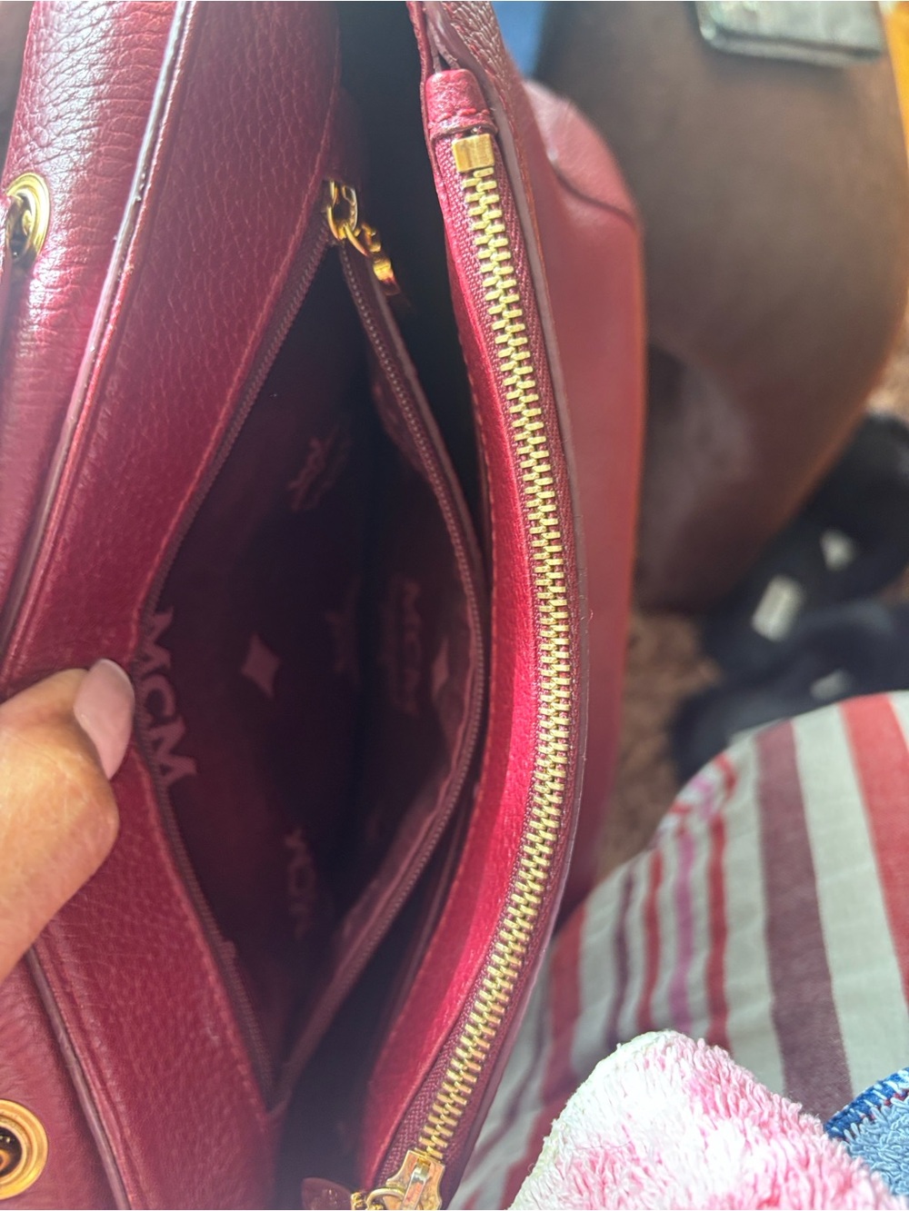MCM Burgundy Leather Top-Handle 2-Way Bag - Picture 10 of 16